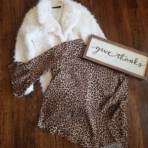 Leopard Print Bell Sleeve Top